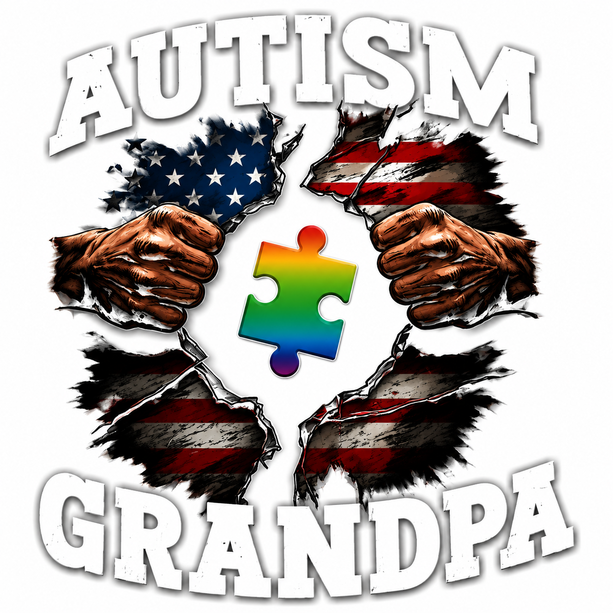 Autism Grandpa Patriotic Puzzle Piece Decal