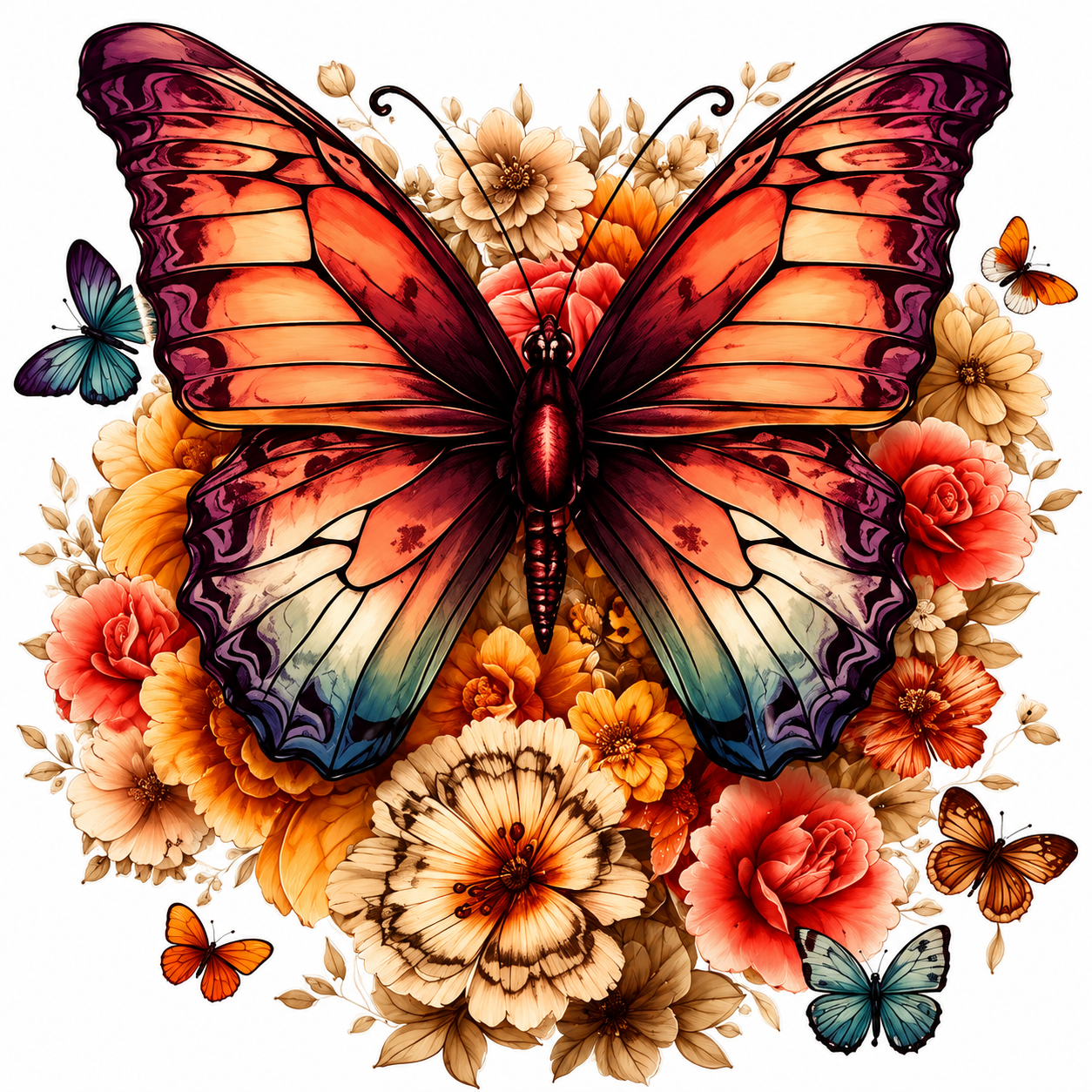 Floral Pink Butterfly Decal