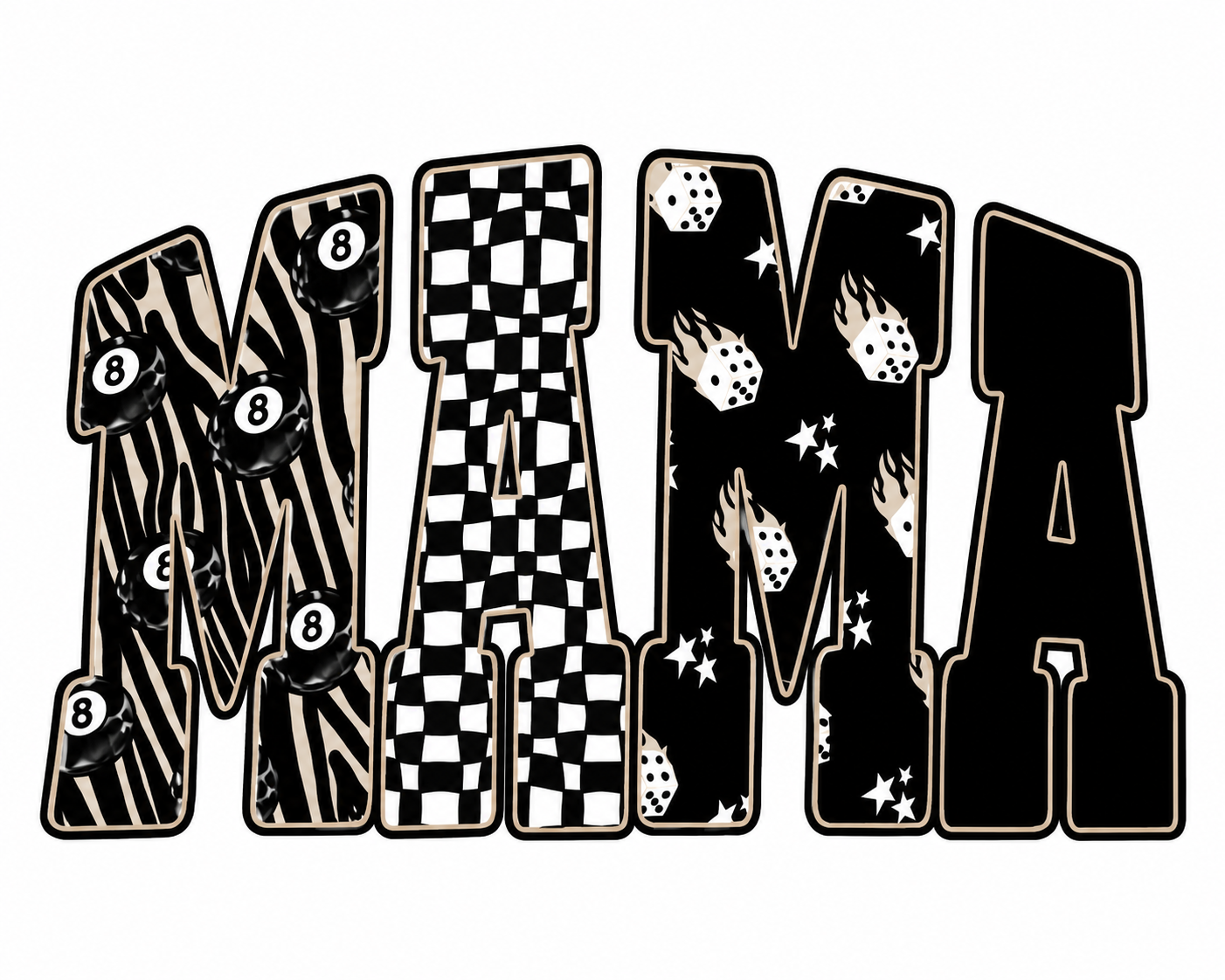 Retro Pattern Mama Lettering Decal
