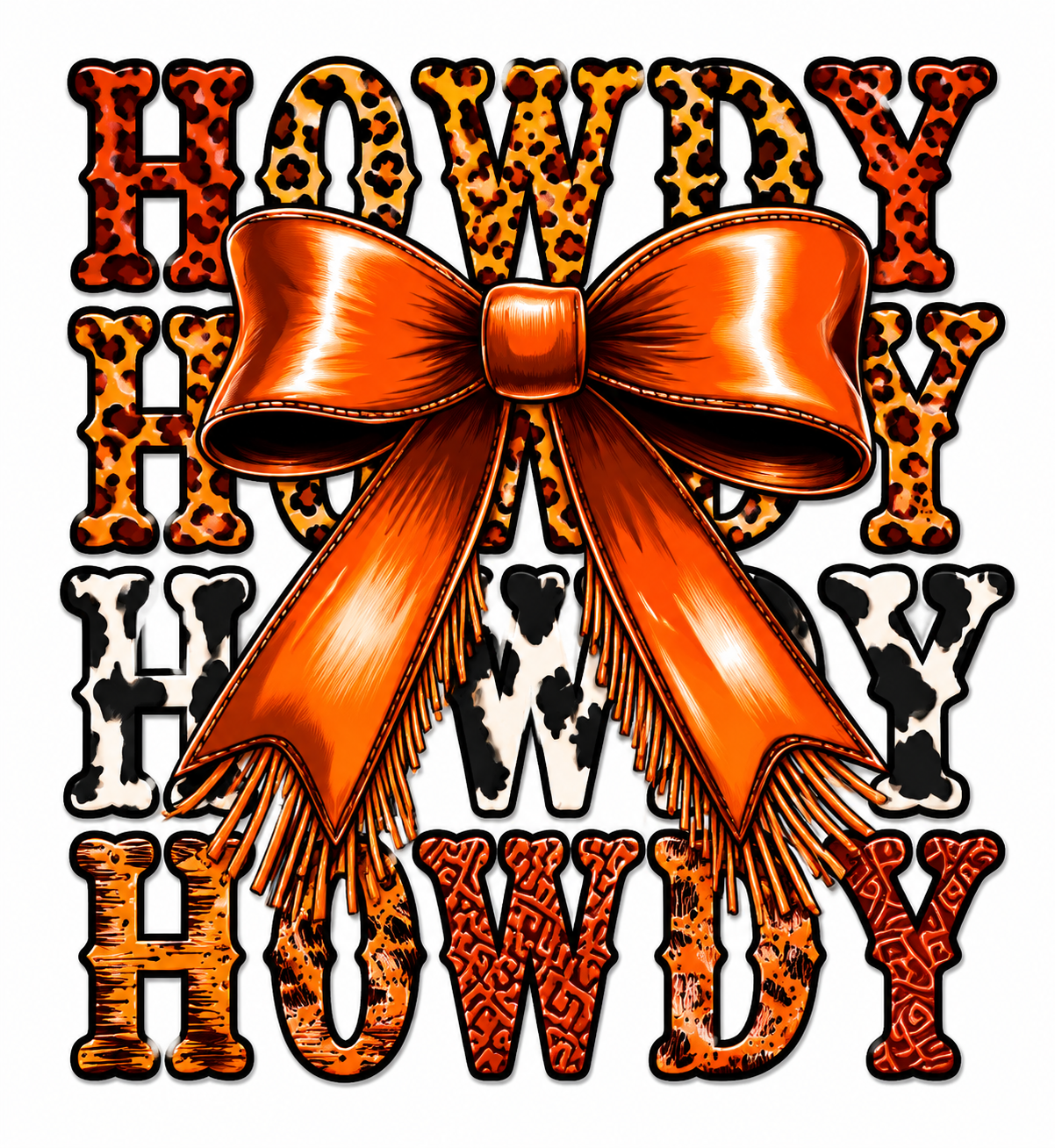 Howdy Western Bow Cow Print Decal