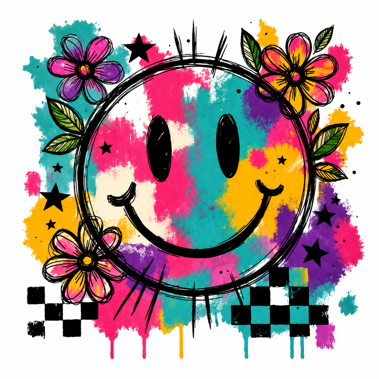 Colorful Smiley Face Decal