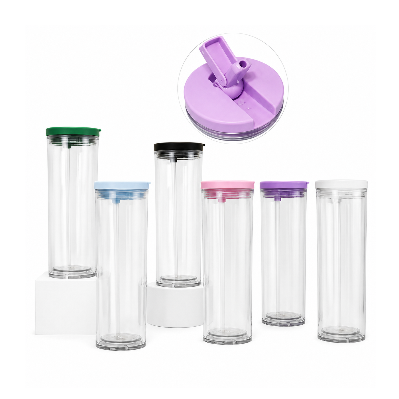 20oz Acrylic Water Bottle Snow Globe Tumbler