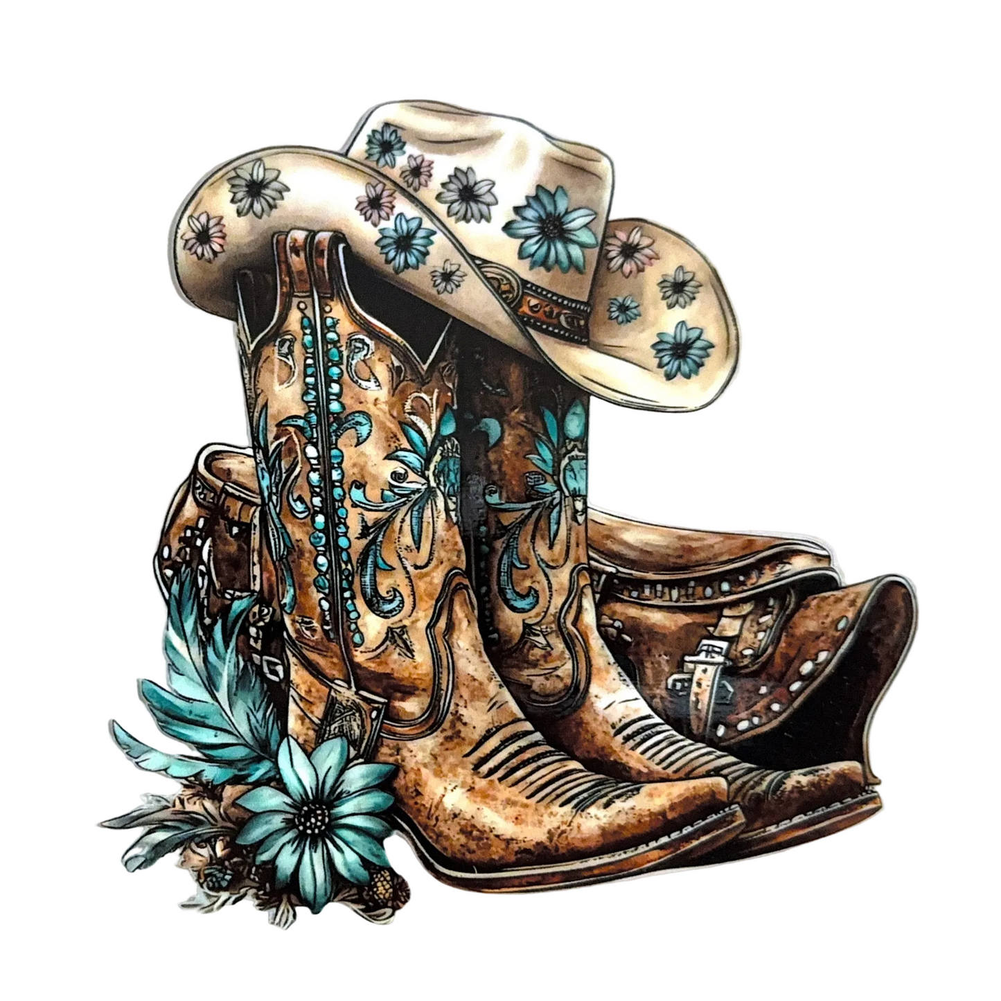 Floral Western Boots Decal