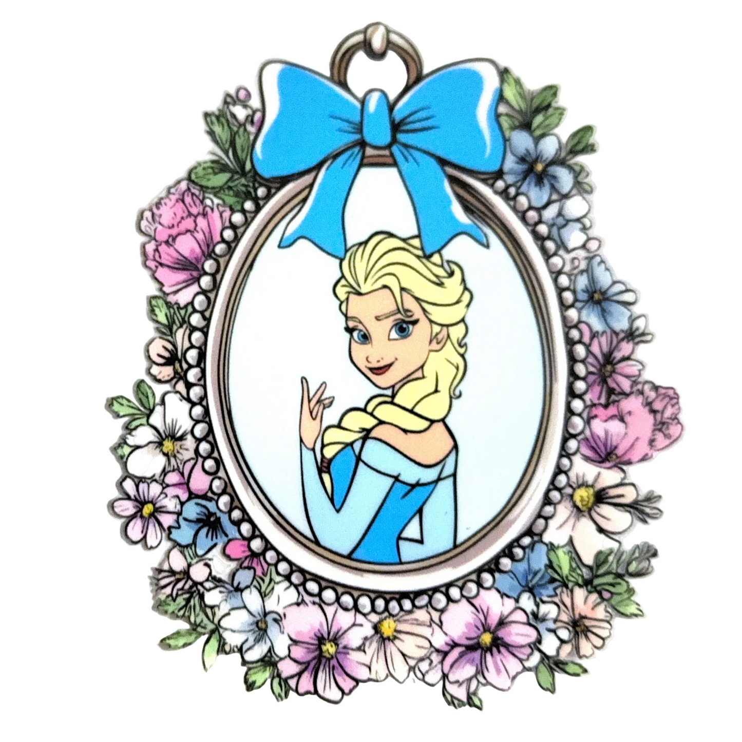 Floral Blue Bow Character Decal