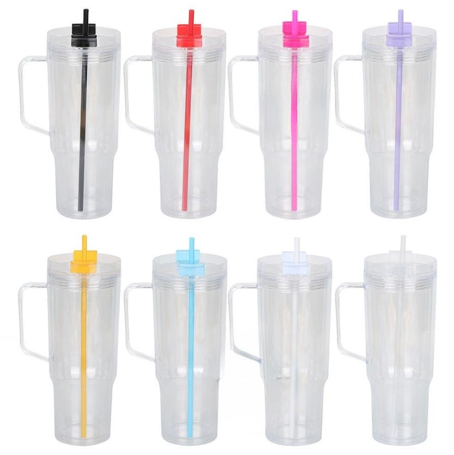 40 oz Snow Globe Cup w/ Color Lids & Straw