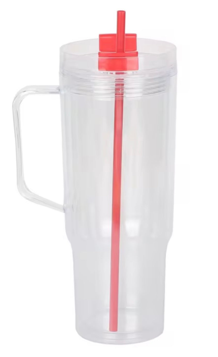 40 oz Snow Globe Cup w/ Color Lids & Straw