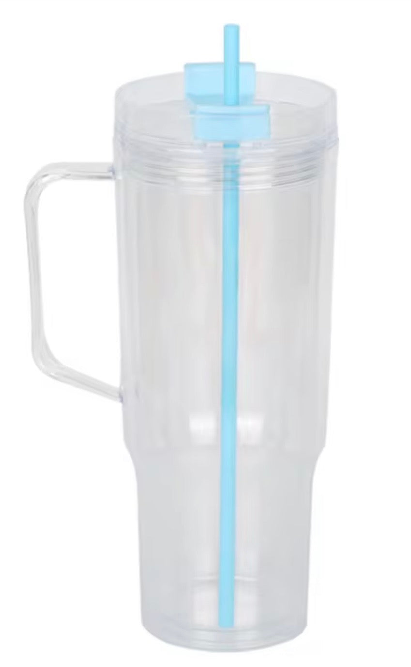 40oz Snow Globe Cup w/ Color Lids & Straw