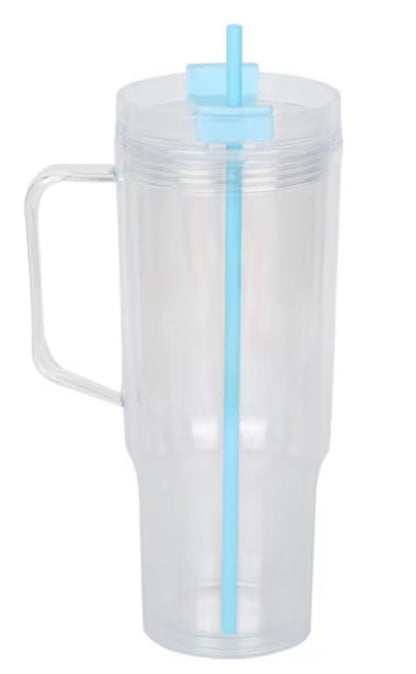 40oz Snow Globe Cup w/ Color Lids & Straw