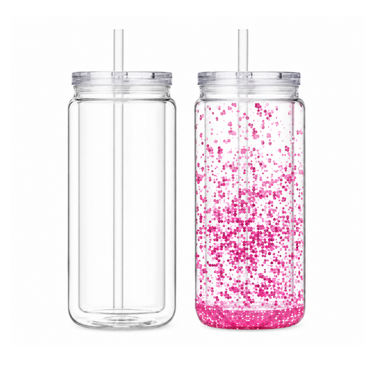 16oz Acrylic Snow Globe Tumbler Tall Can