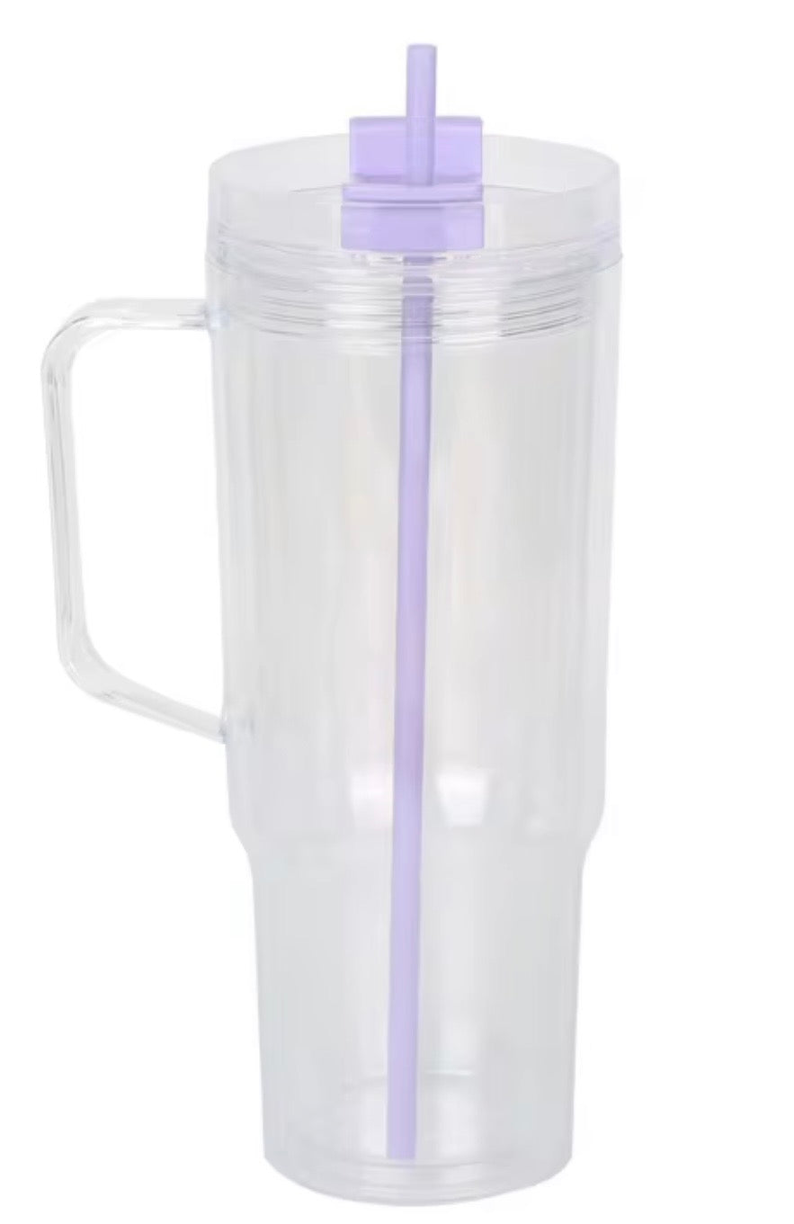 40 oz Snow Globe Cup w/ Color Lids & Straw