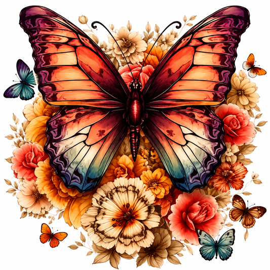 Floral Pink Butterfly Decal
