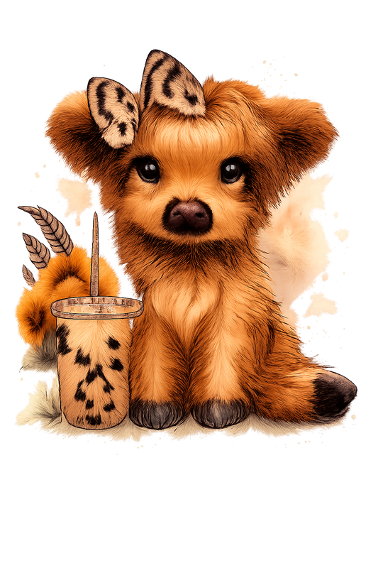 Cute Highland Cow Iced Coffee Decal