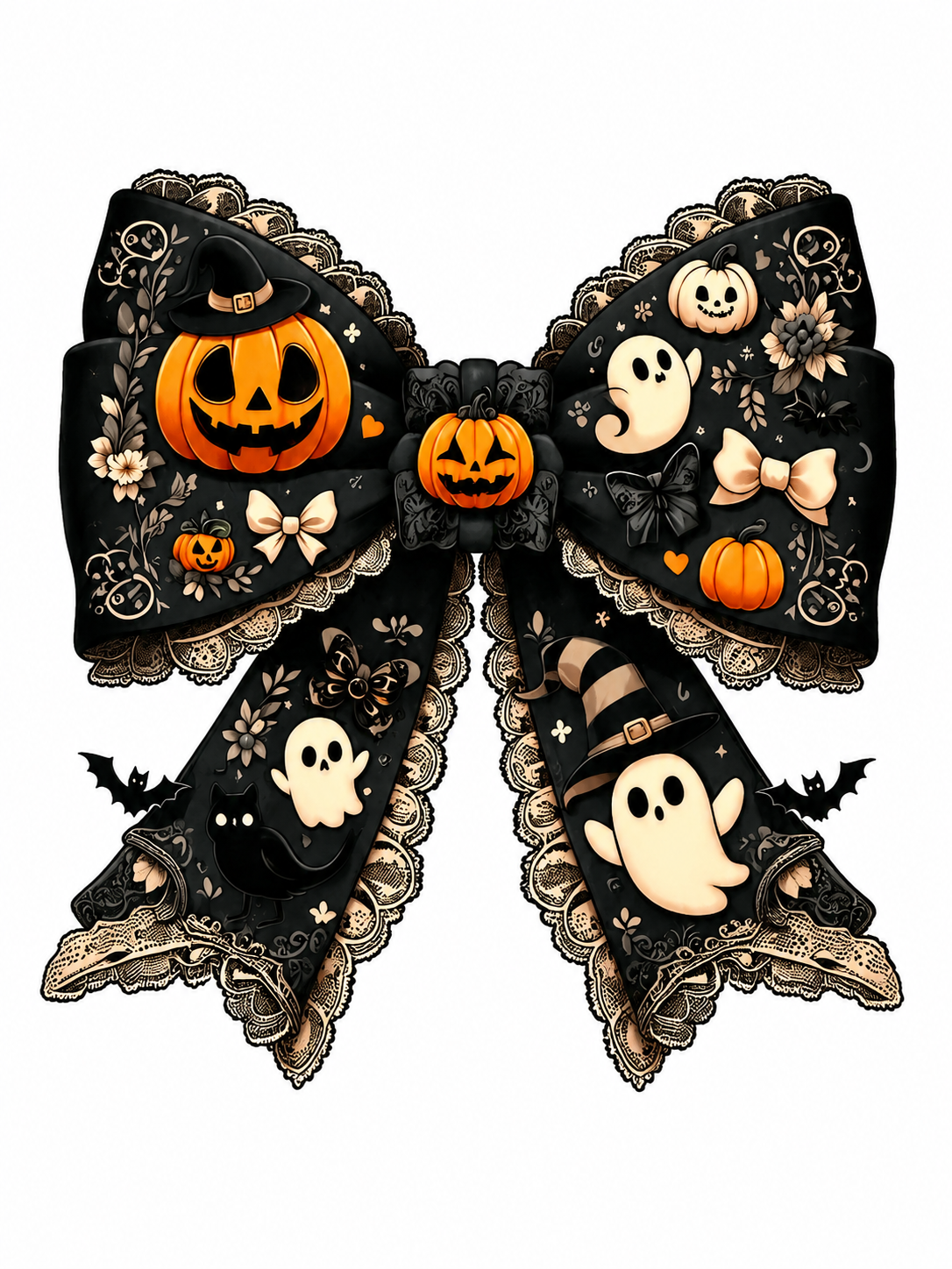 Halloween Ghost & Pumpkin Bow Decal