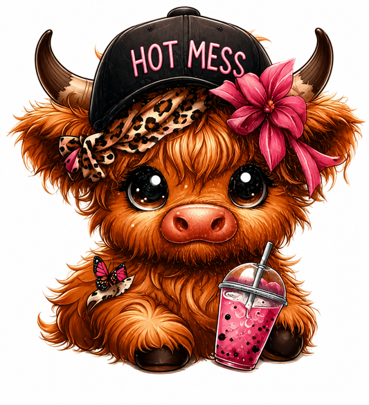 Hot Mess Cow Glitter Decal