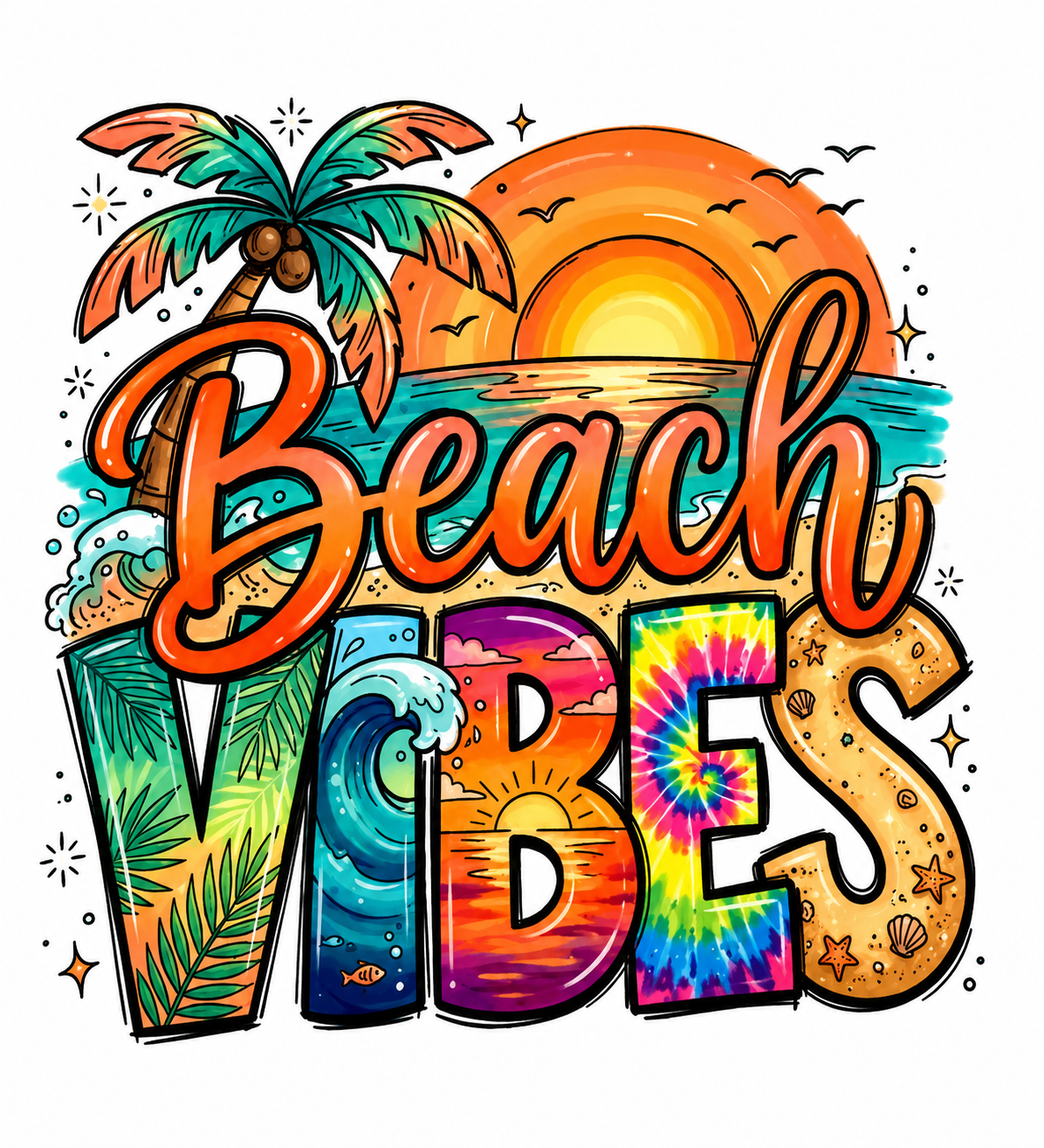 Beach Vibes Sunset Decal