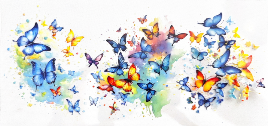 Watercolor Butterfly Symphony