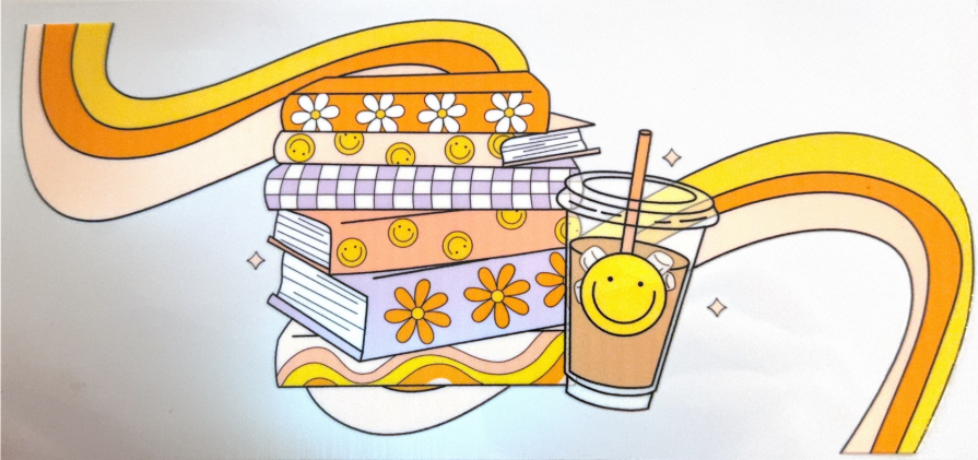 Retro Smiley Book Stack